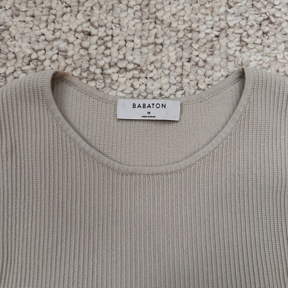 Babaton Cream Ribbed Crop Top - Picture 2 of 2